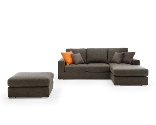 Ecksofa mit pouf mit Chaiselongue Rechts, 3-Sitzer, Icardi Small Grau