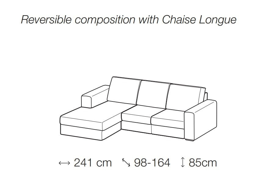 Ecksofa mit pouf mit Chaiselongue Rechts, 3-Sitzer, Icardi Small Grau (3)