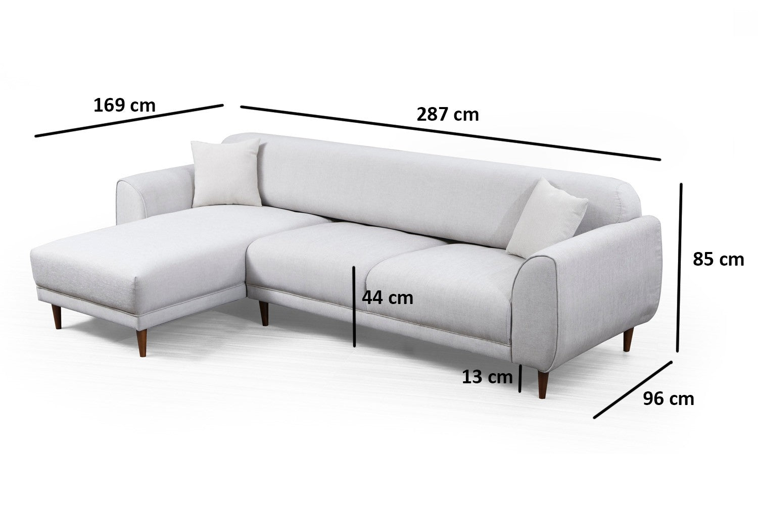 Ecksofa mit Chaiselongue Links, 3-Sitzer, aus Stoff, Image Grau (13)