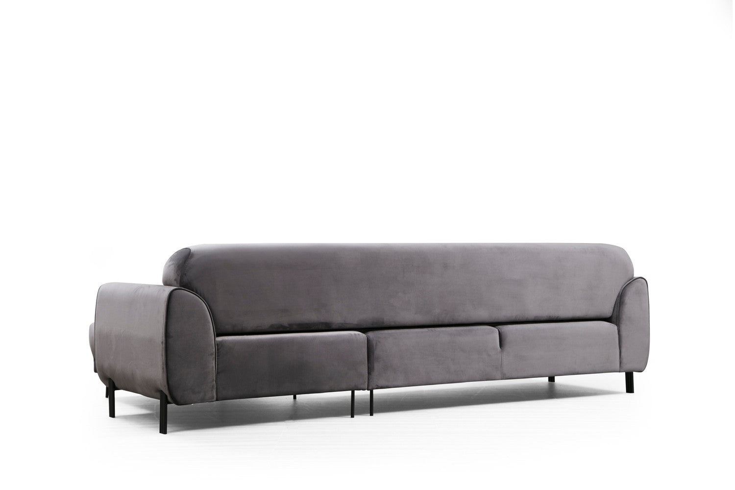 Ecksofa mit Chaiselongue Rechts, 3-Sitzer, aus Samtstoff, Image Anthrazit (10)