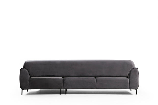 Ecksofa mit Chaiselongue Rechts, 3-Sitzer, aus Samtstoff, Image Anthrazit (11)