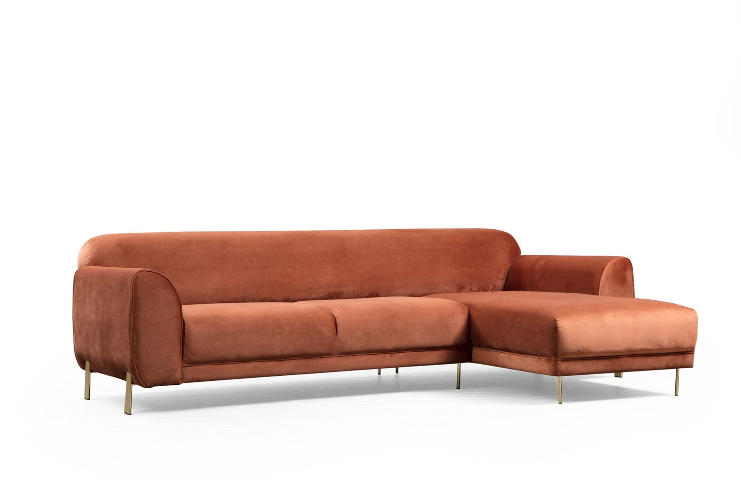 Ecksofa mit Chaiselongue Rechts, 3-Sitzer, aus Samtstoff, Image Rost (8)