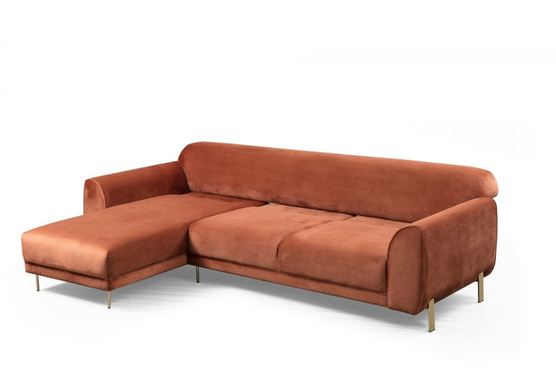 Ecksofa mit Chaiselongue Links, 3-Sitzer, aus Samtstoff, Image Rost (10)