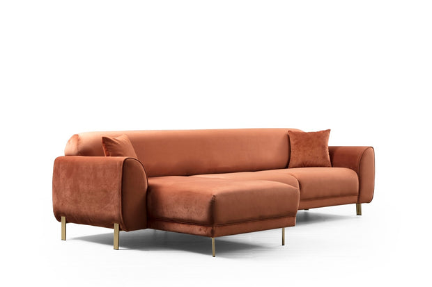 Ecksofa mit Chaiselongue Links, 3-Sitzer, aus Samtstoff, Image Rost (11)