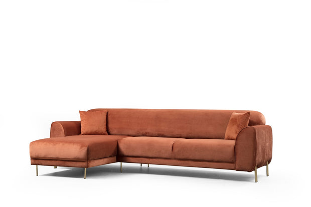 Ecksofa mit Chaiselongue Links, 3-Sitzer, aus Samtstoff, Image Rost (6)