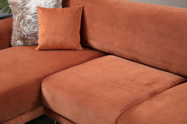 Ecksofa mit Chaiselongue Links, 3-Sitzer, aus Samtstoff, Image Rost (5)