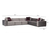 Ecksofa mit Chaiselongue Rechts, 6-Sitzer, aus Stoff, Lego Grau (4)