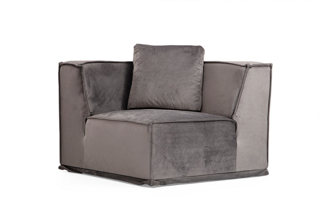 Ecksofa mit Chaiselongue Rechts, 6-Sitzer, aus Stoff, Lego Grau (5)