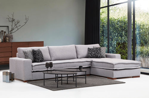 Ecksofa mit Chaiselongue Rechts, 4-Sitzer, aus Stoff, Lena Grau