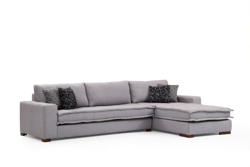 Ecksofa mit Chaiselongue Rechts, 4-Sitzer, aus Stoff, Lena Grau (1)