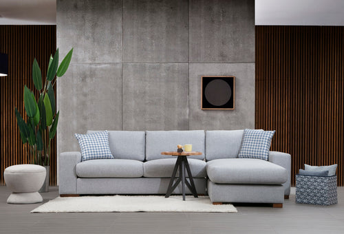 Ecksofa mit Chaiselongue Rechts, 3-Sitzer, aus Stoff, Loop 12 Grau