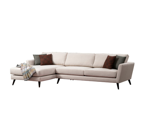 Ecksofa mit Chaiselongue Links, 4-Sitzer, aus Stoff, Mayorka Beige (1)