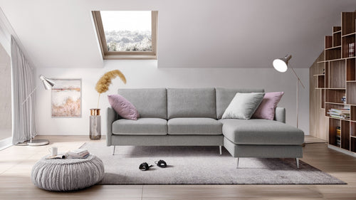 Ecksofa mit Chaiselongue Rechts, 4-Sitzer, Mimes Grau