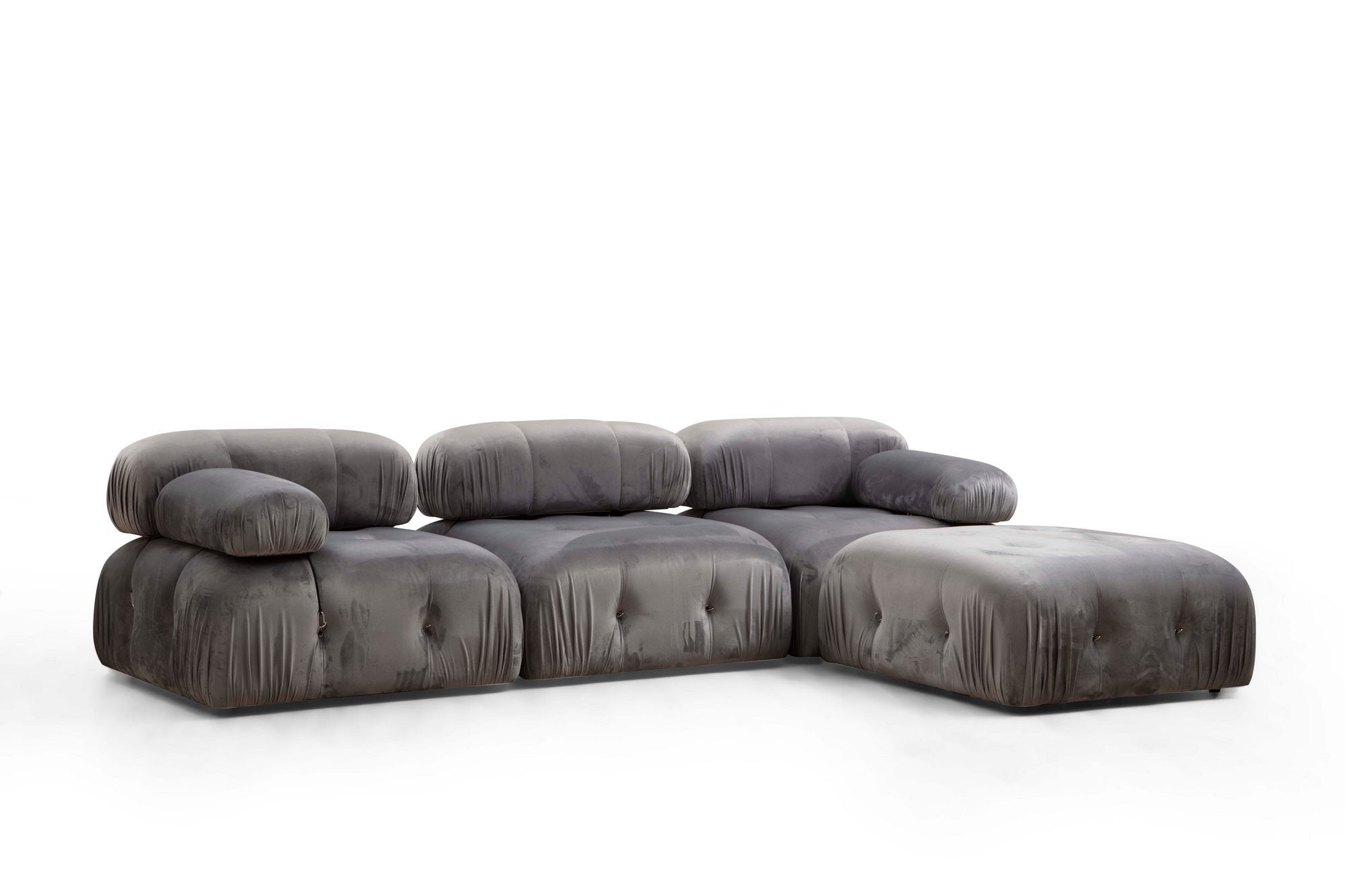 Ecksofa Modulares, 3-Sitzer, aus Samtstoff, Bubble Grau (1)