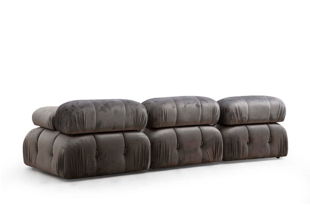 Ecksofa Modulares, 3-Sitzer, aus Samtstoff, Bubble Grau (2)