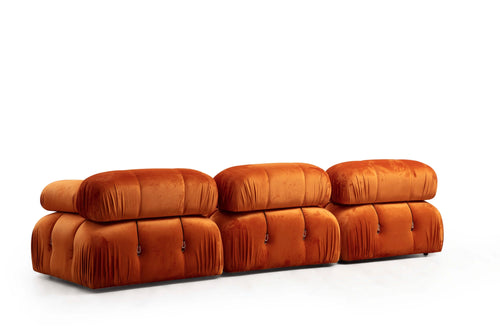 Ecksofa Modulares, 3-Sitzer, aus Samtstoff, Bubble Orange (1)