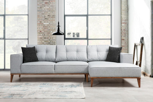 Ecksofa mit Chaiselongue Rechts, 4-Sitzer, aus Stoff, Montana Grau