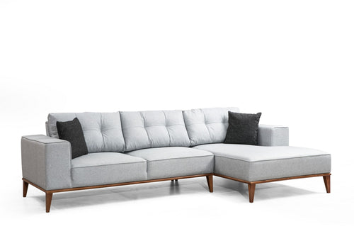 Ecksofa mit Chaiselongue Rechts, 4-Sitzer, aus Stoff, Montana Grau (1)