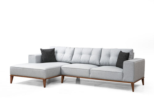 Ecksofa mit Chaiselongue Links, 4-Sitzer, aus Stoff, Montana Grau (1)