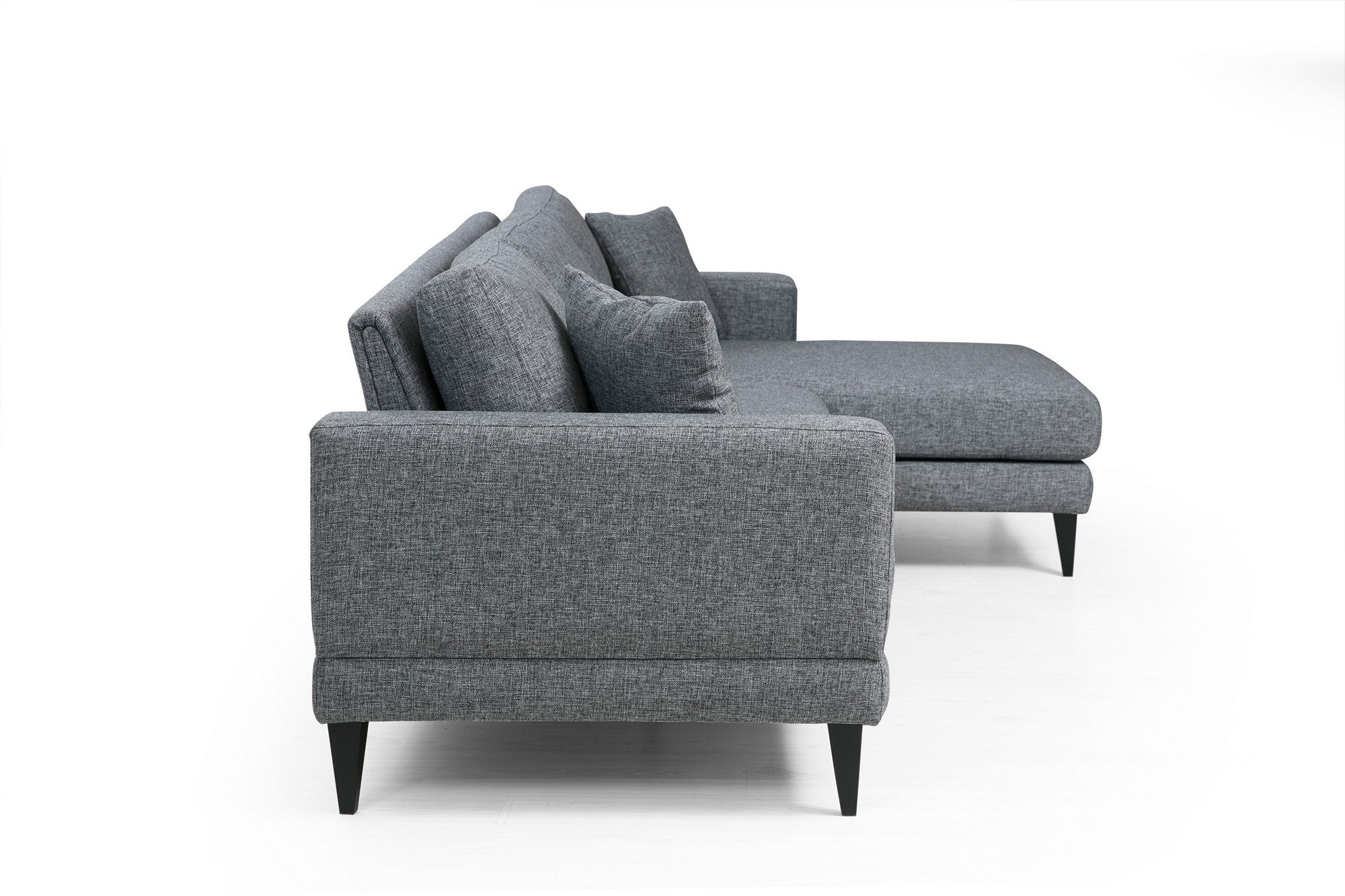 Ecksofa mit Chaiselongue Rechts, 3-Sitzer, aus Stoff, Nordi Grau (9)