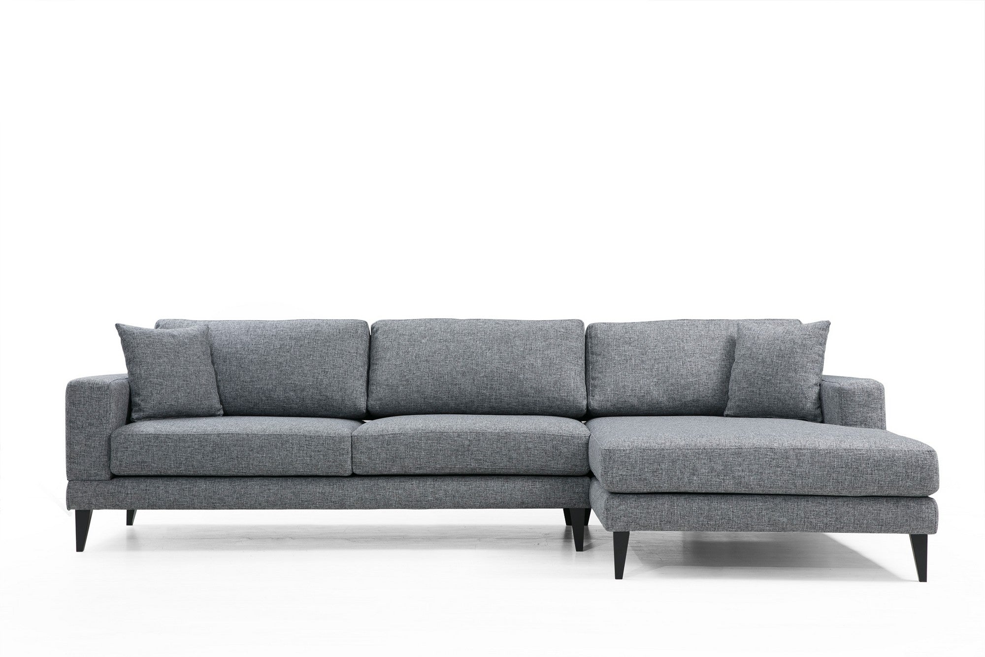 Ecksofa mit Chaiselongue Rechts, 3-Sitzer, aus Stoff, Nordi Grau (6)