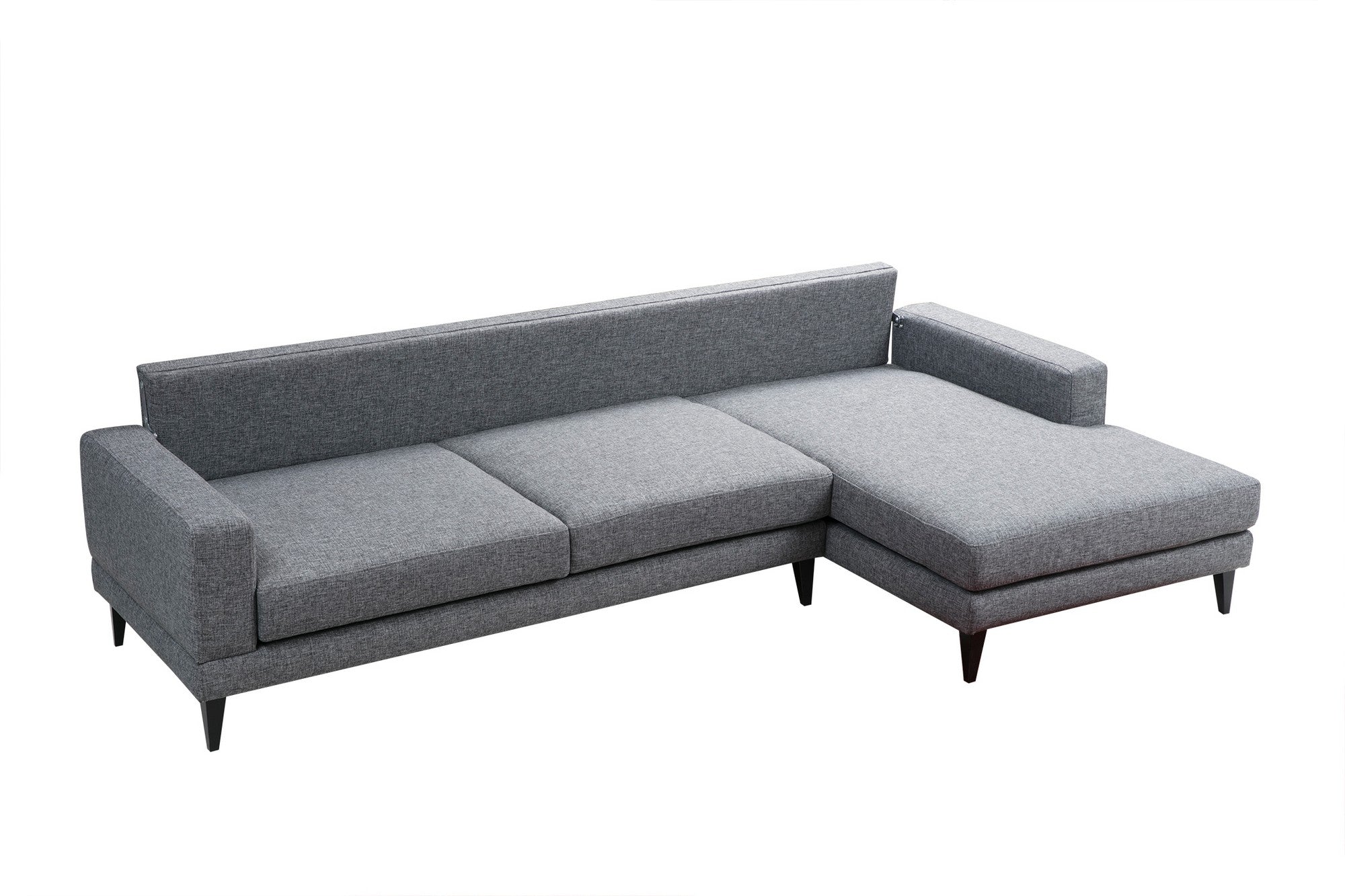 Ecksofa mit Chaiselongue Rechts, 3-Sitzer, aus Stoff, Nordi Grau (5)