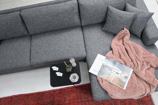 Ecksofa mit Chaiselongue Rechts, 3-Sitzer, aus Stoff, Nordi Grau (3)