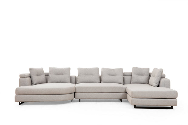 Ecksofa mit Chaiselongue Rechts, 5-Sitzer, aus Stoff, Padova Grau (5)