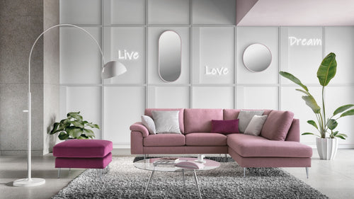 Ecksofa mit Chaiselongue Rechts, 4-Sitzer, Papilis Rosa