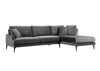 Ecksofa mit Chaiselongue Rechts, 4-Sitzer, aus Samtstoff, Papira Anthrazit (4)