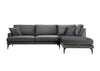 Ecksofa mit Chaiselongue Rechts, 4-Sitzer, aus Samtstoff, Papira Anthrazit (3)