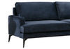 Ecksofa mit Chaiselongue Rechts, 4-Sitzer, aus Samtstoff, Papira Blau (4)