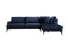 Ecksofa mit Chaiselongue Rechts, 4-Sitzer, aus Samtstoff, Papira Blau (3)