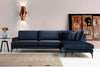 Ecksofa mit Chaiselongue Rechts, 4-Sitzer, aus Samtstoff, Papira Blau (1)