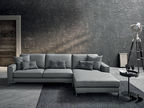 Ecksofa mit Chaiselongue Rechts, 4-Sitzer, Russo Grau