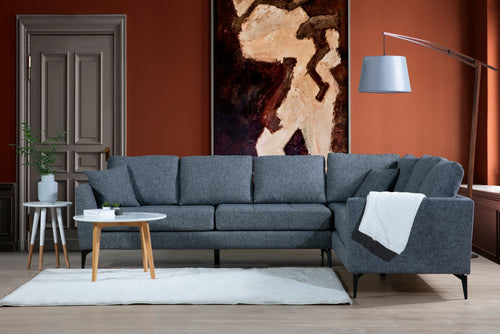 Ecksofa mit Chaiselongue Rechts, 5-Sitzer, aus Stoff, Tempo Grau (1)