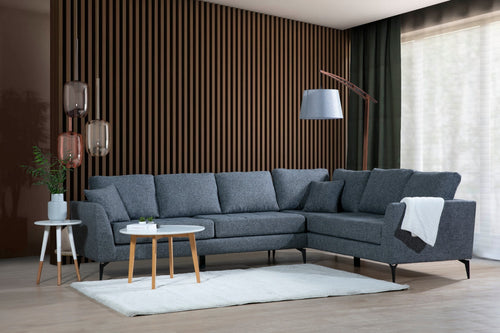 Ecksofa mit Chaiselongue Rechts, 5-Sitzer, aus Stoff, Tempo Grau