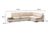 Ecksofa mit Chaiselongue Rechts, 4-Sitzer, aus Samtstoff, Tulip Beige (10)