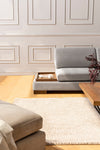 Ecksofa mit Chaiselongue Rechts, 4-Sitzer, aus Samtstoff, Tulip Grau (3)