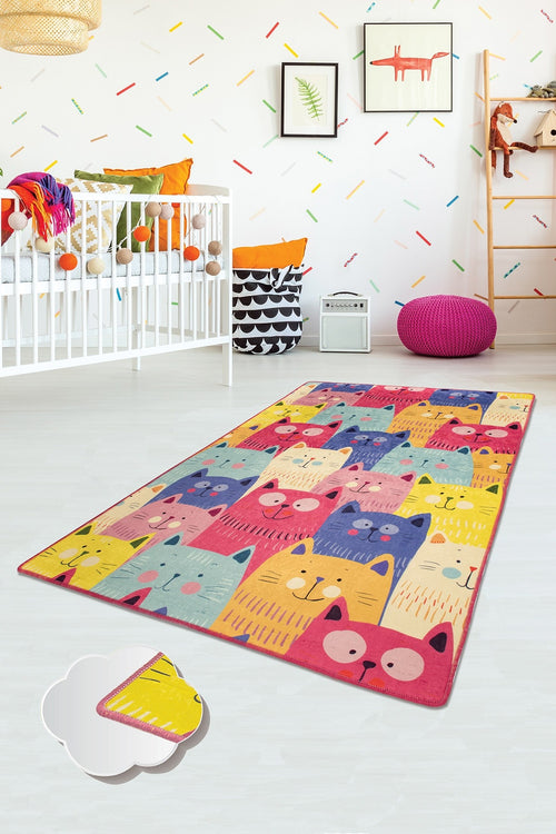 Kinderteppich Colorful Cats Mehrfarben & ASRGRP-COVOR-PENTRU-COPII-COLORFUL-CATS-MULTICOLOR