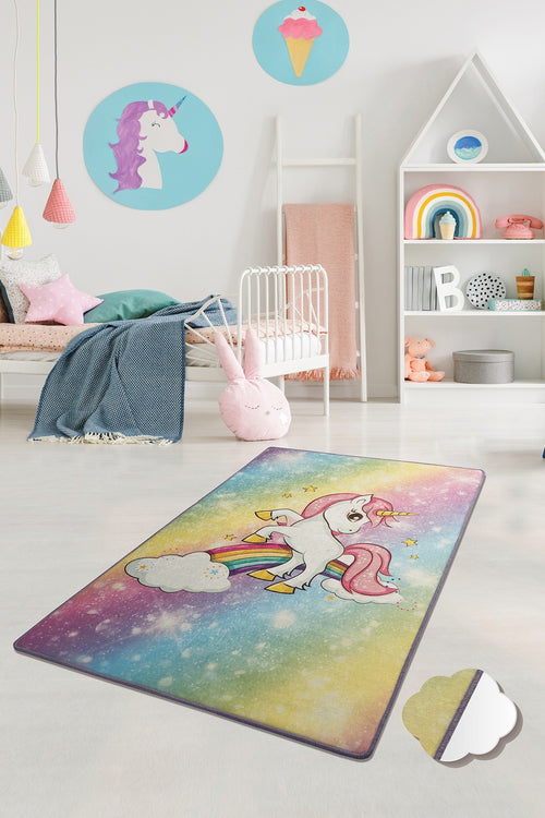 Kinderteppich Unicorn Mehrfarben & ASRGRP-COVOR-PENTRU-COPII-UNICORN-MULTICOLOR