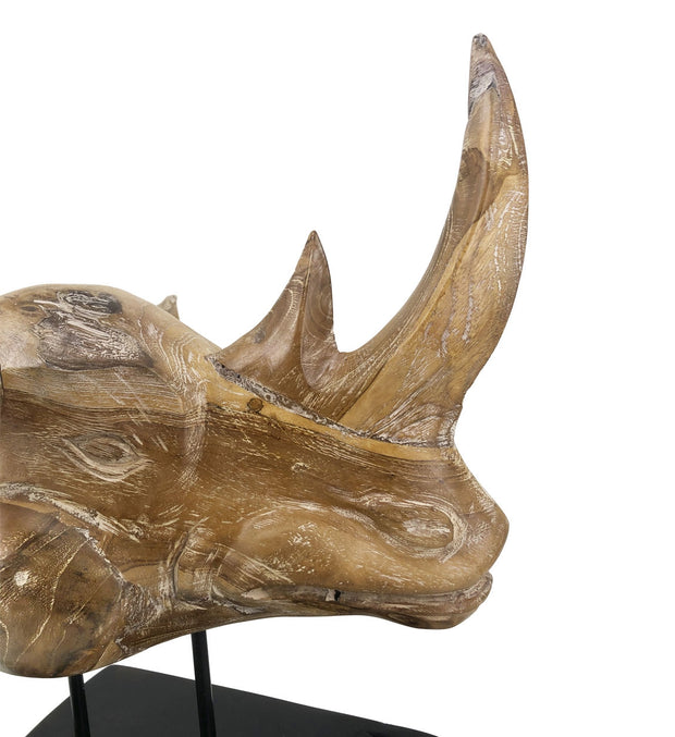 Deko-Objekt Teak Rhinoceros Head Natürlich (3)