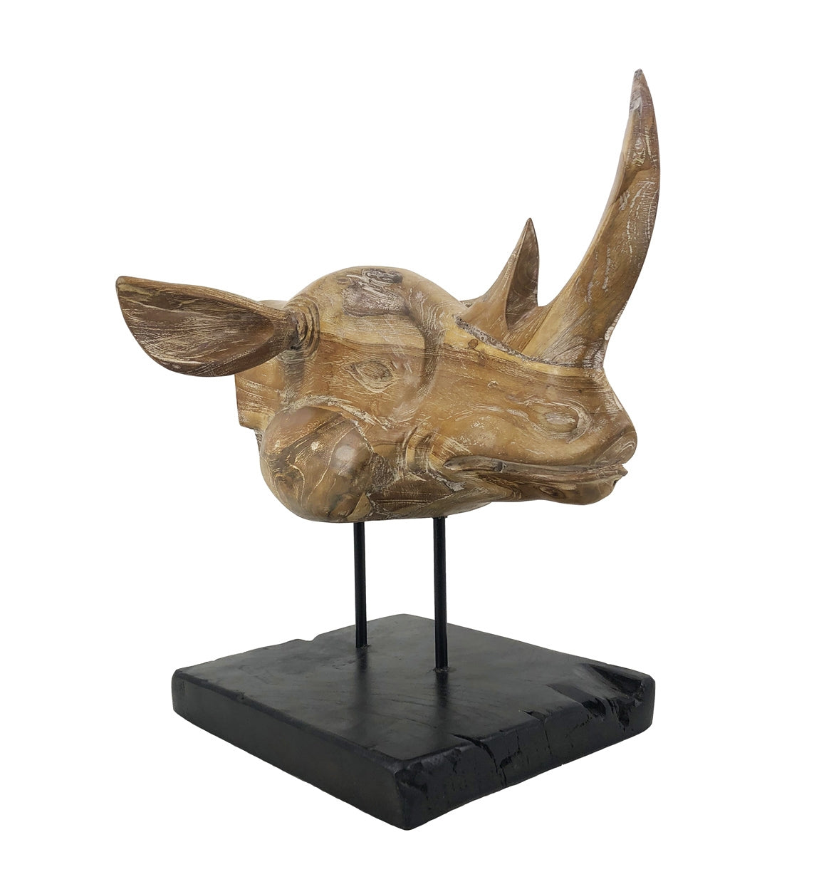 Deko-Objekt Teak Rhinoceros Head Natürlich