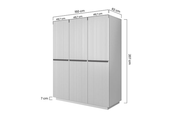 Kleiderschrank mit 3 türen, Nicole 150-3D Gold (12)