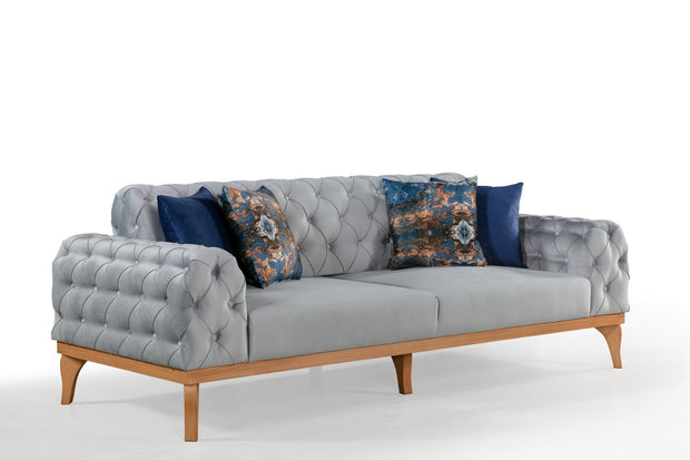 Sofa aus Samtstoff, 3-Sitzer, Elena Grau