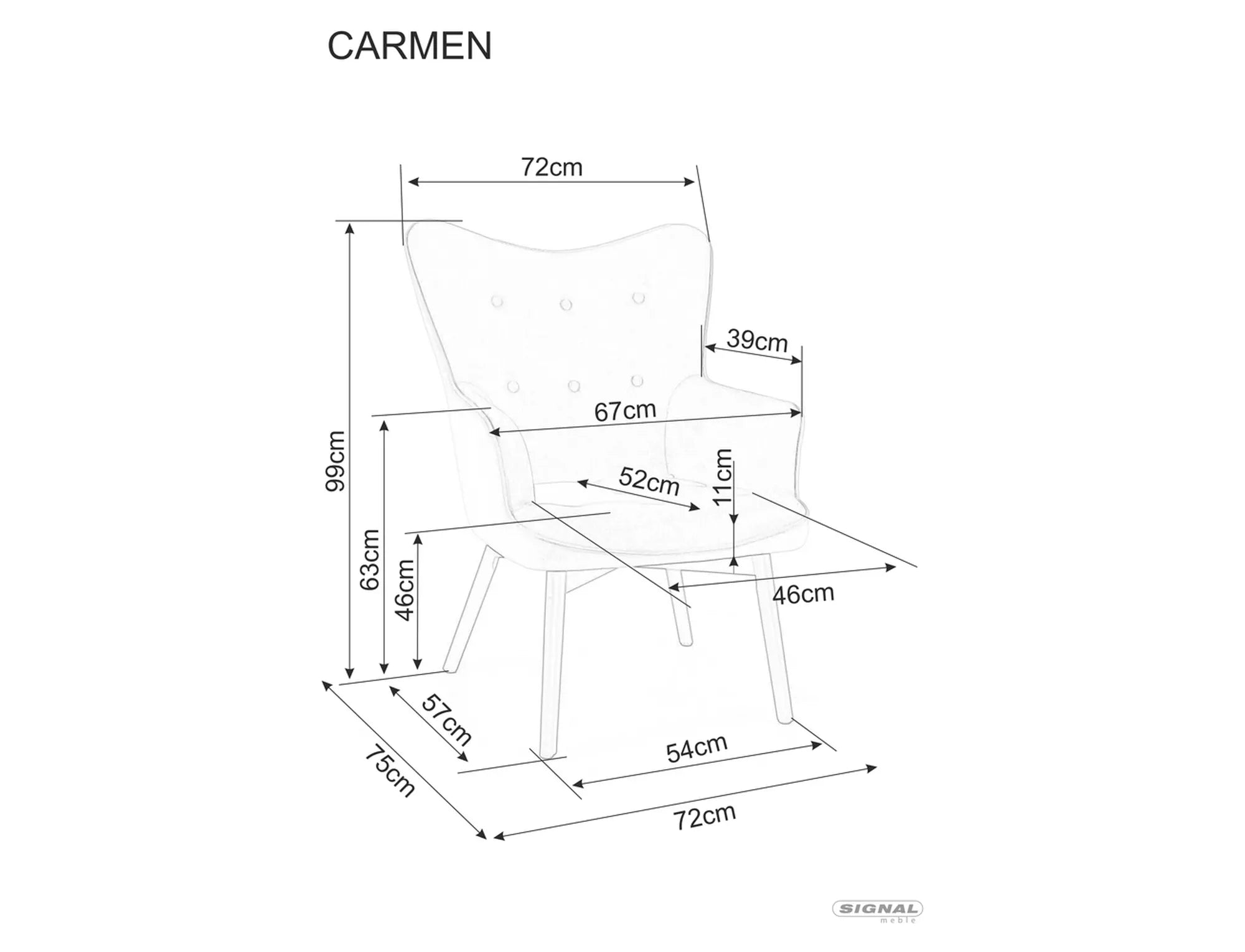 Sessel mit Samtstoff Carmen Schwarz (1)