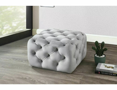 Pouf mit Samtstoff Sophia Grau (1)