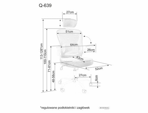 Bürostuhl mit Stoff Q-639 Grau (1)