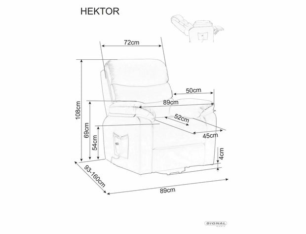 Elektrisch Relaxsessel mit Ökoleder Hektor M Grau (2)