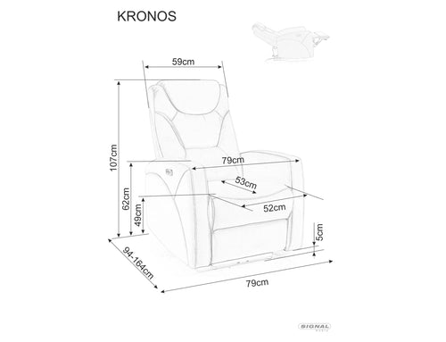 Elektrisch Relaxsessel mit Stoff Kronos Grau (1)